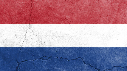 Netherlands flag. Netherlands flag on cracked cement wall
