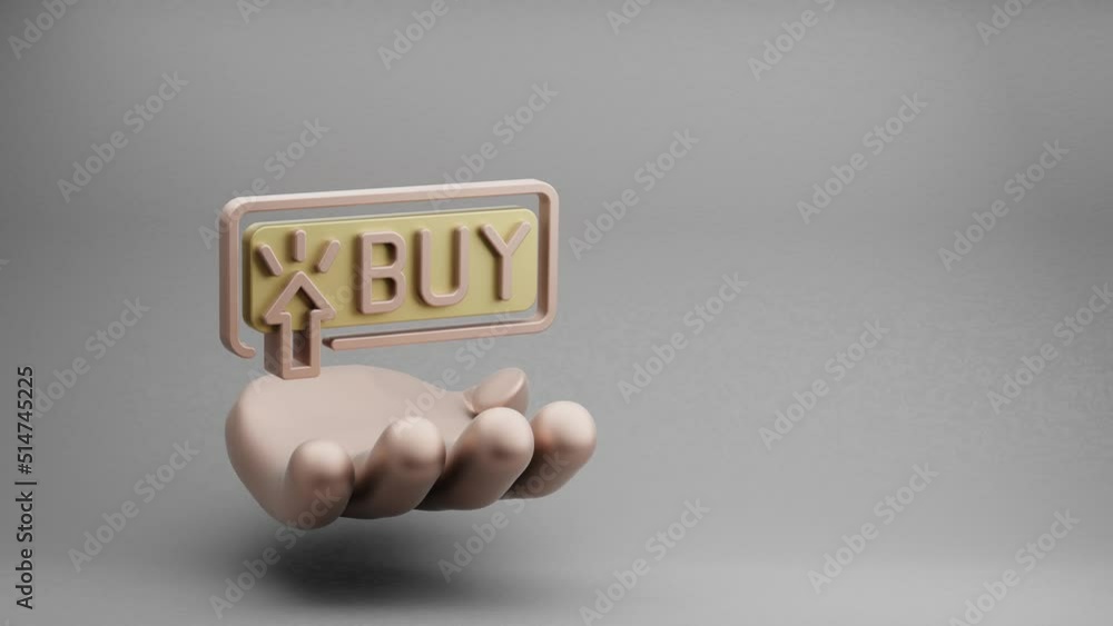 Aufkleber beautiful abstract illustrations golden hand holding buying button symbol icon on a grey background.