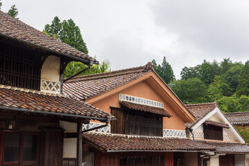 日本の岡山県の吹屋のとても美しい町の風景