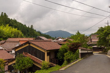 Fototapeta na wymiar 日本の岡山県の吹屋のとても美しい町の風景