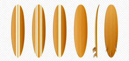 Set of Surfboard, Surf wood vintage style, isolated, Vector illustration