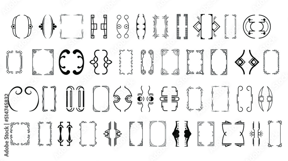Aufkleber set black simple line collection different doodle brackets, parentheses, braces elements vector desi