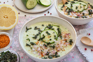 Cold cucumber soup with spices