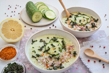 Cold cucumber soup with spices