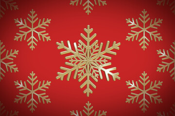 Obraz na płótnie Canvas Golden snowflake pattern background 3d render , isolated on blue background , illustration 3D Rendering