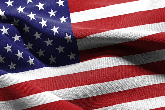 3D illustration closeup flag of United States
