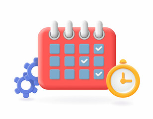 Calendar reminder automatic. Organizer settings. Managing reminders and alerts. time management control 3d consept. Vecor icon