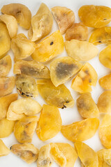 Dried passion fruit isolated on a white background.