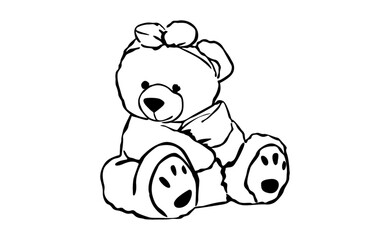 adorable teddy bear line art