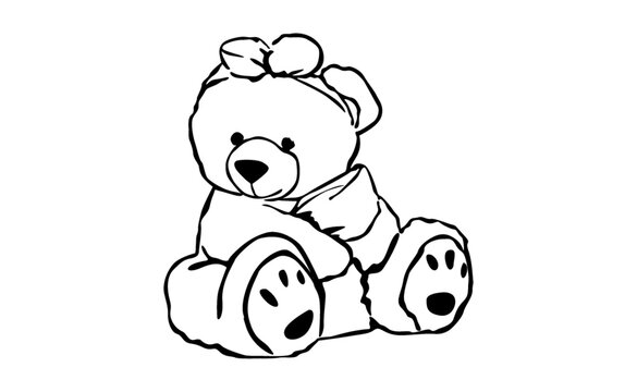 adorable teddy bear line art