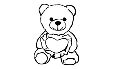 Obraz na płótnie Canvas adorable teddy bear line art