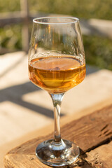 glass of amber wine 