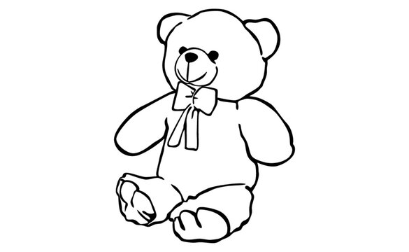 adorable teddy bear line art
