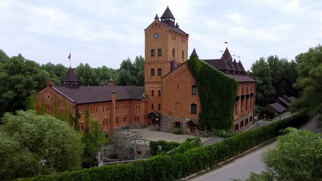 Drone view of the ancient Radomysl castle in Ukraine