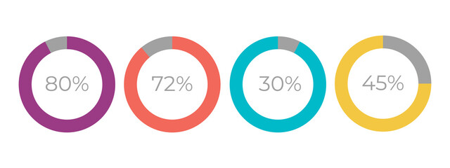Presentation management data chart, diagram, percentage progress infographic. For corporatereport, annual reports, marketing and presentation. Vector Illustration