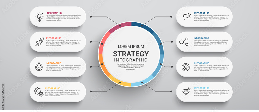 Leinwandbilder steps business data visualization timeline process infographic template design with icons