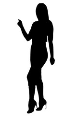 silhouette of a slender girl in a long dress with heels