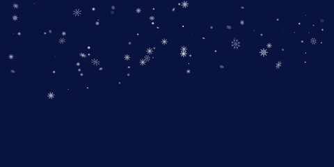 White delicate openwork snowflakes are scattered on a blue background. Festive background, postcard design, wallpaper