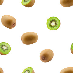 Kiwi isolated on white background, SEAMLESS, PATTERN