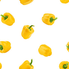 sweet yellow Pepper, paprika isolated on white background, SEAMLESS, PATTERN