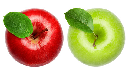 red and green Apple isolated on white background, clipping path, full depth of field
