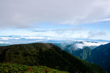 Fototapeta na wymiar 仙丈ヶ岳から望む中央アルプス