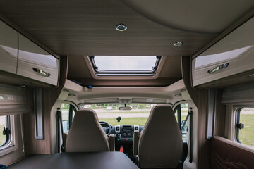 Interior of motorhome driver's seats