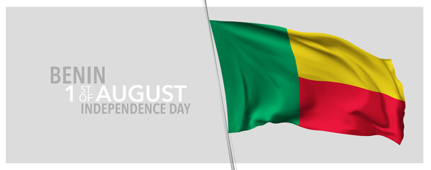Benin happy independence day greeting card, banner with template text vector illustration