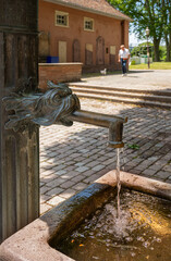 Detail of the Basler Tor fountain in Durlach. Karlsruhe, Baden-Wuerttemberg, Germany, Europe