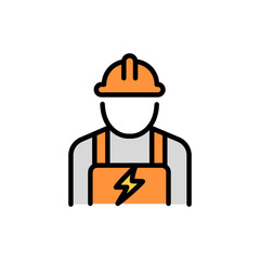 Electrician olor line icon. Pictogram for web page