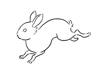 シンプルな線画のうさぎ01　卯年