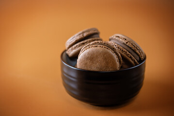 Chocolate macarons with chocolate ganache filling