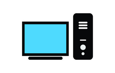 Computer desktop vector icon, pc symbol. Simple, flat design for web or mobile app