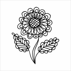 Hand drawn flower single doodle element