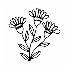 Hand drawn flower single doodle element