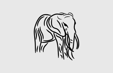 hand drawn artistic flow shape Elephant vector