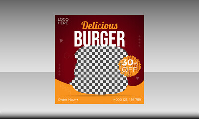 Restaurant Burger Social Media Post Design