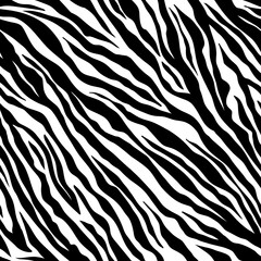 Fototapeta na wymiar Zebra seamless pattern. Black and white zebra stripes. Vector zoo fabric animal skin material