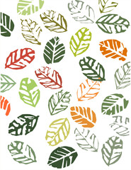 Pattern with leaves. Leaf print. Vector illustrator. Autumn. White background.