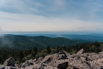 Mountain landscape. View from Mount Pidan. Livadia mountain peak. Russia. Vladivostok. High quality photo
