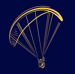 the vector illustration of the paraglider in the sky