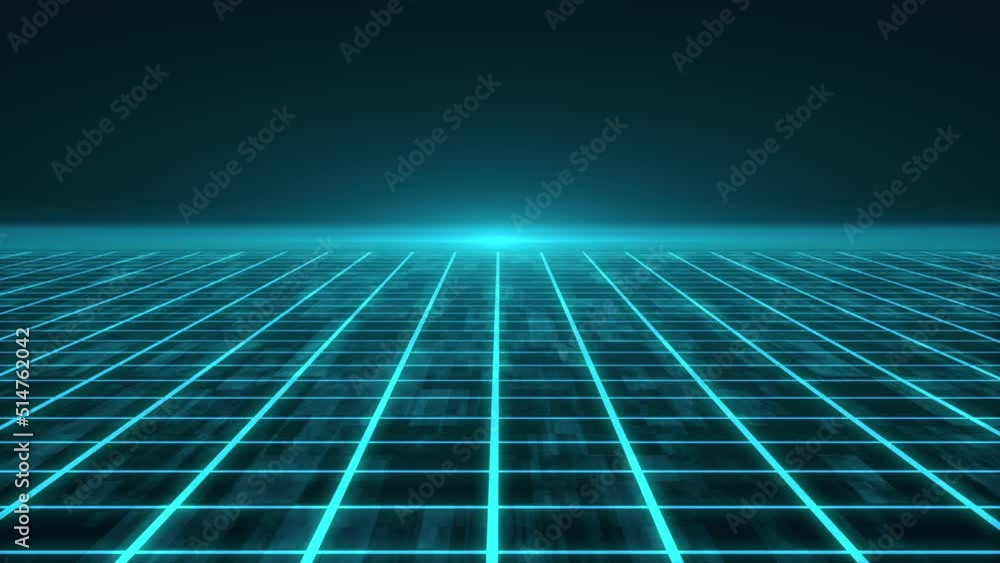 Poster blue neon grid electrified line style. seamless loop 4k modern animation concept.