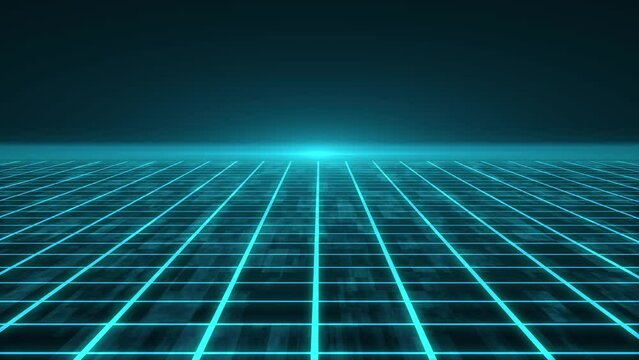 Blue neon grid electrified line style. Seamless Loop 4K Modern Animation concept.