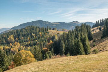 Beautiful mountain autumn landscape with colorful forest