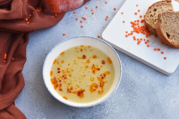 Red lentil soup, Traditional Turkish foods (Turkish: mercimek corbasi)