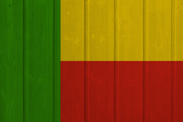 World countries. Wooden background in colors of flag. Benin
