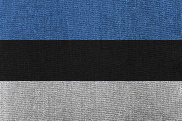 Patriotic classic denim background in colors of national flag. Estonia