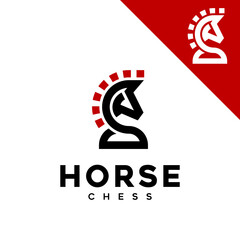 Black Chess Knight Horse Stallion silhouette icon logo design