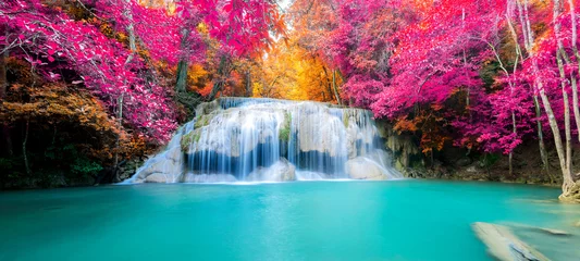  Amazing in nature, beautiful waterfall at colorful autumn forest in fall season   © totojang1977