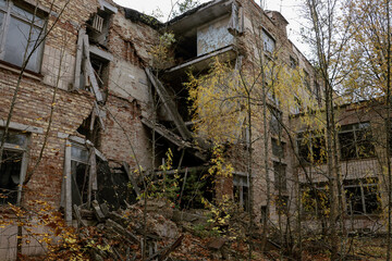 Fototapeta na wymiar abandoned city of Pripyat in the exclusion zone of the Chernobyl nuclear power plant